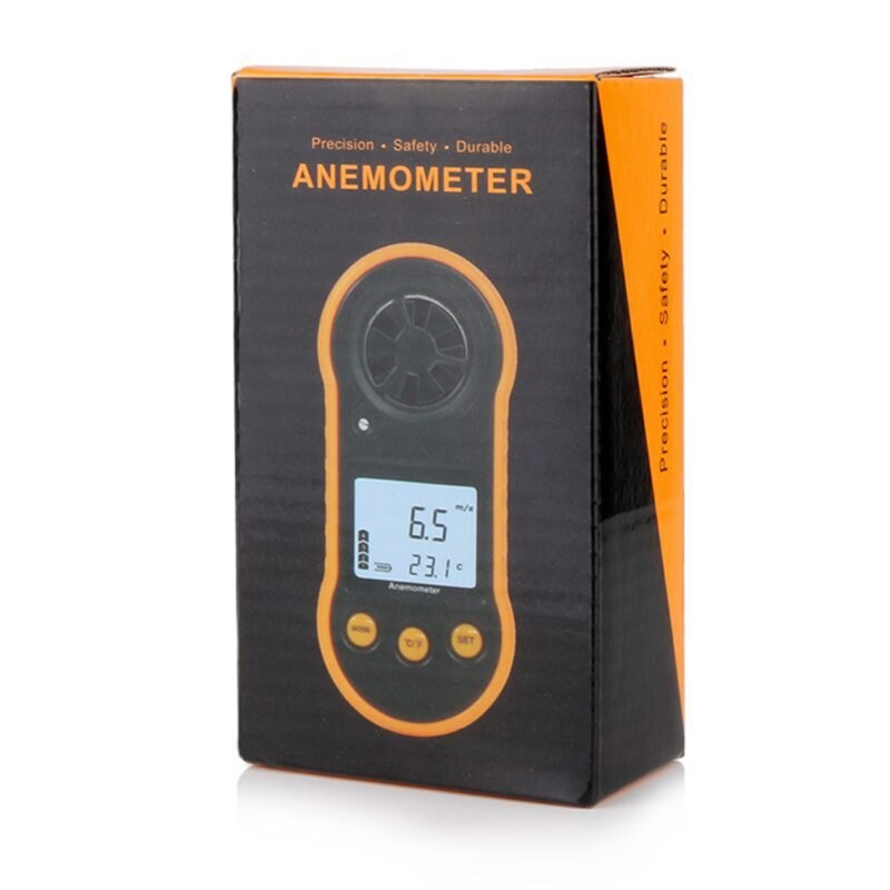 RZ818 Portable Digital Anemometer Wind Speed Meter with Thermometer LCD Backligh