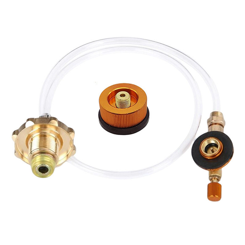 Adaptador de llenado de cilindro para exteriores asiático, estufa de Gas para acampar, adaptador de recarga de Gas, accesorios de conector de horno de tanque de Gas: YELLOW