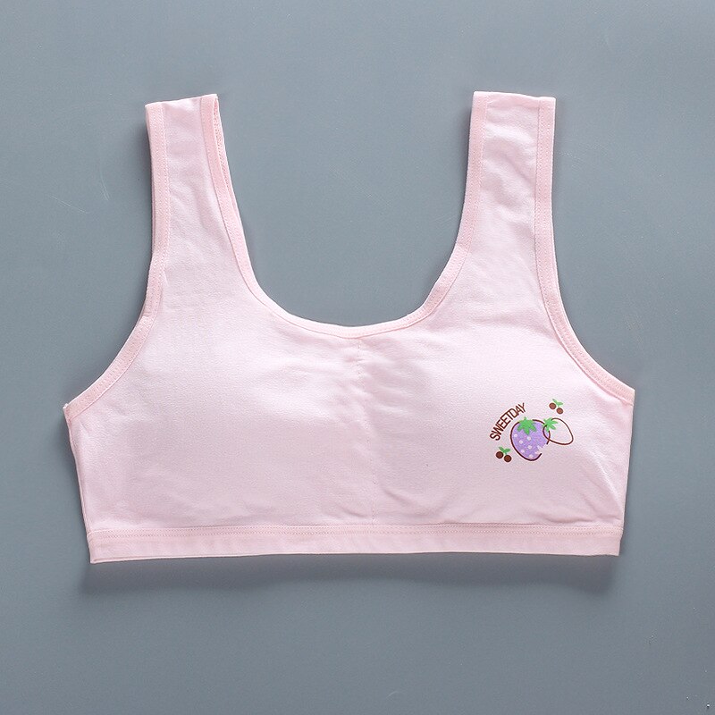 Teen Girls Tank Top Bra Cotton Underwear Big Children Shaping Training Bras Womens Detachable Chest Pad Non-wired Lingerie: Pink