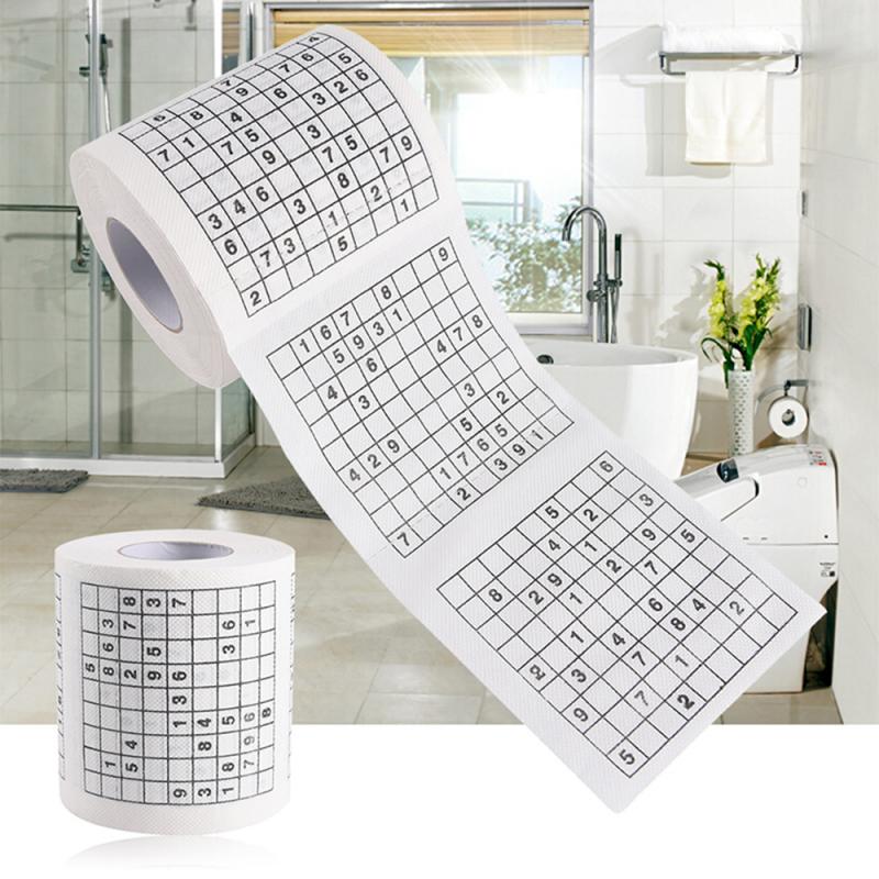 2 couches Durable Sudoku Jeu Wc Sur Tissu Imprimé Rouleau de Papier Hygiénique Bon Jeu de Puzzle Pour Enfants Nouveauté Offre Spéciale