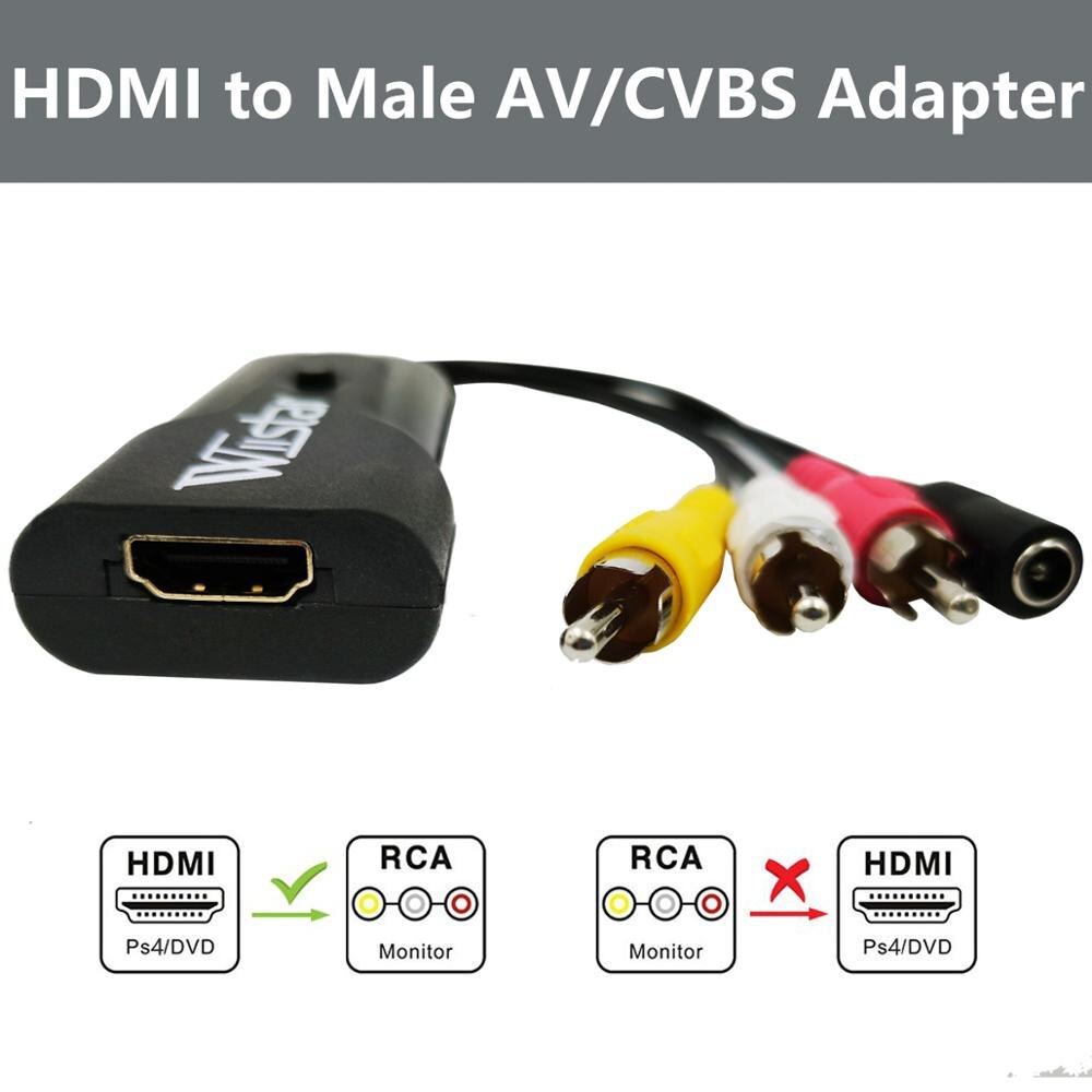 Wiistar HDMI to AV RCA Male Converter mini hdmi2av rca1080P NTSC/PAL for PC HDTV PS3 VCR HDMI to Male AV Video Box