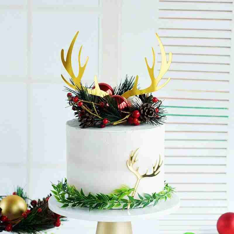 Elg gevir kage topper dessert dekoration akryl kage dekoration kort jul år fest kage dekoration
