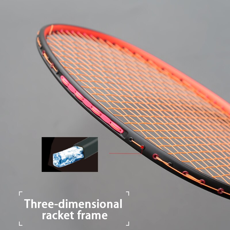 Lightest 10U 52G 100% Carbon Fiber Badminton Rackets Strung Racquet Max Tension 30LBS G4 Trainning Racket With Bags