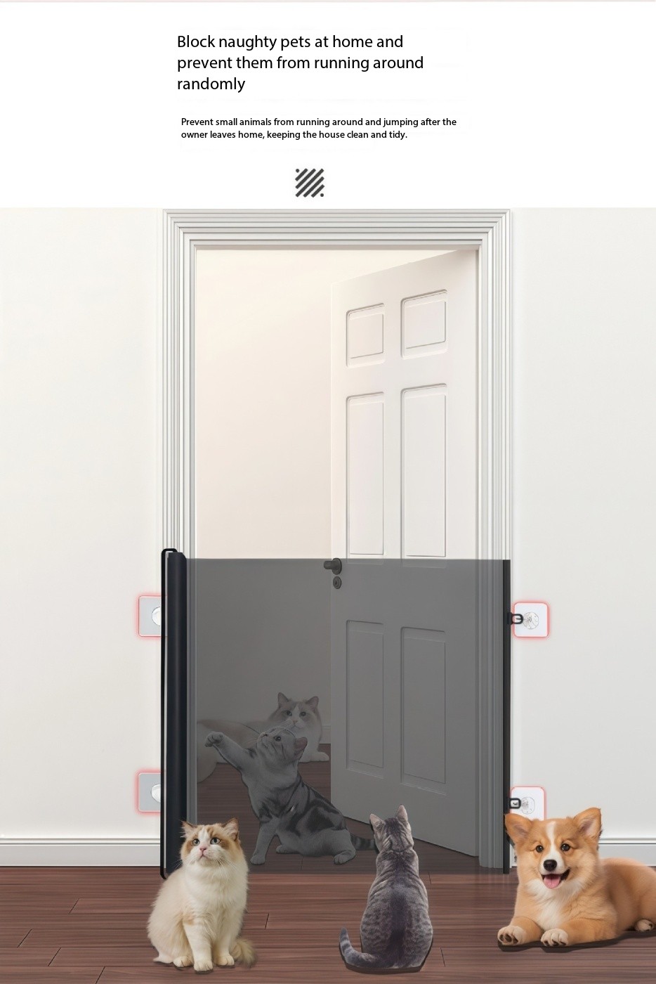Recinzione retrattile automatica per animali domestici anti-fuga per gatti, cancello barriera anti-salto, ingresso/uscita porta per gatti, pannello di blocco gatti