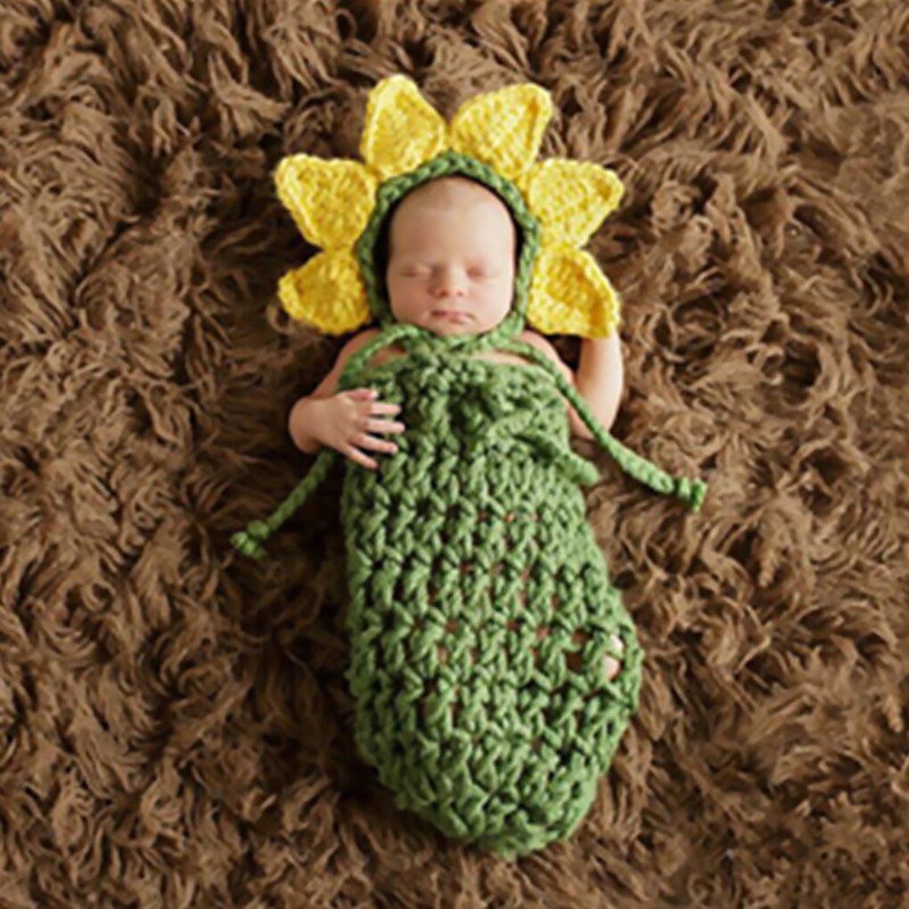 Handgemaakte baby dieren stijl foto prop outfit kleding wol breien haak fotografie hoed stoffen set: 15