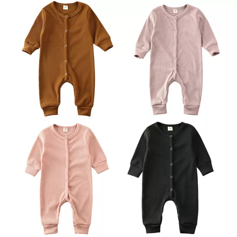 Solide enfants bébé fille garçon automne hiver vêtements tricoté barboteuse combinaison tenue globale