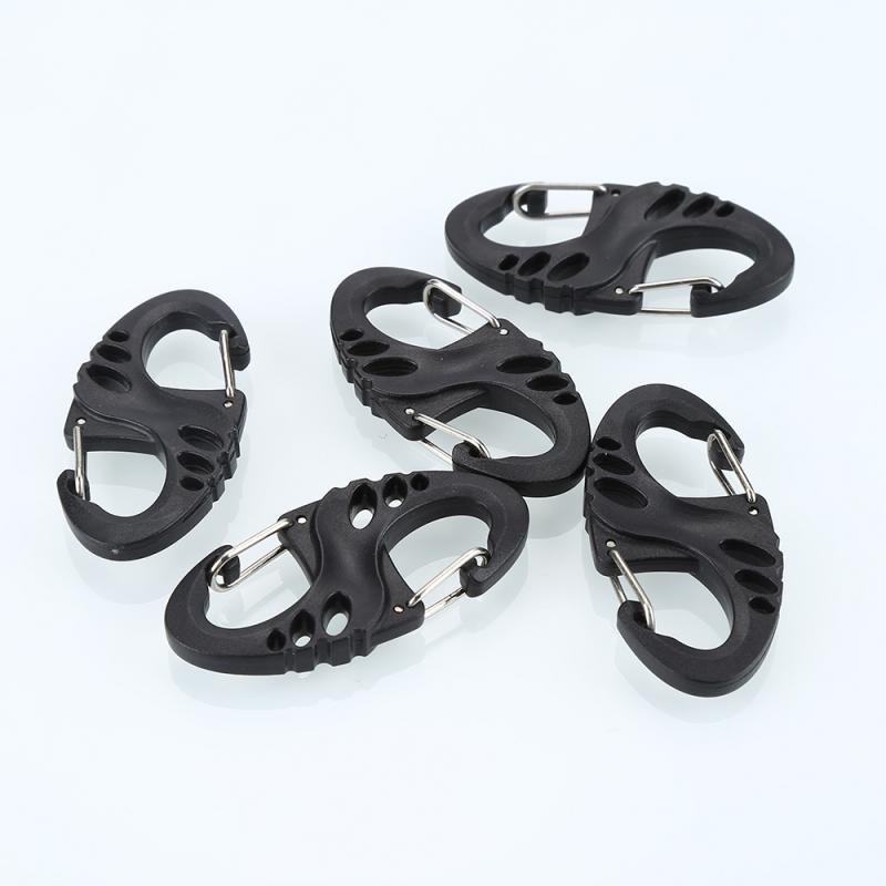 Mini S-shaped 8 Shaped Type Buckle Double Gated Locking Carabiner Key Ring Keychain Clip Hook Snap Spring Clasp