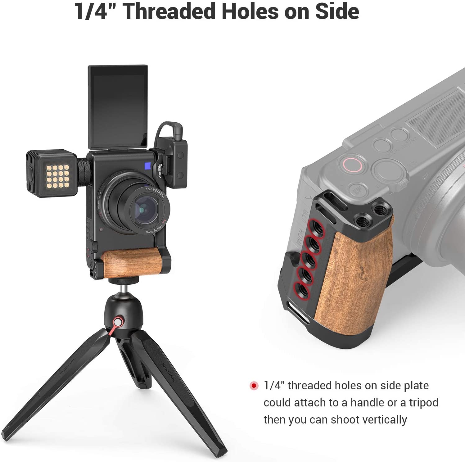 SmallRig – caméra ZV1 Vlog Rig, poignée en bois en forme de L avec chaussure froide pour Sony ZV1, accessoires de Vlog 2936