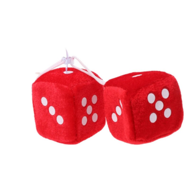 1 Paar 2 Stuks Fuzzy Dobbelstenen Stippen Achteruitkijkspiegel Hanger Decoratie Auto Styling Accessorie: red 1pair