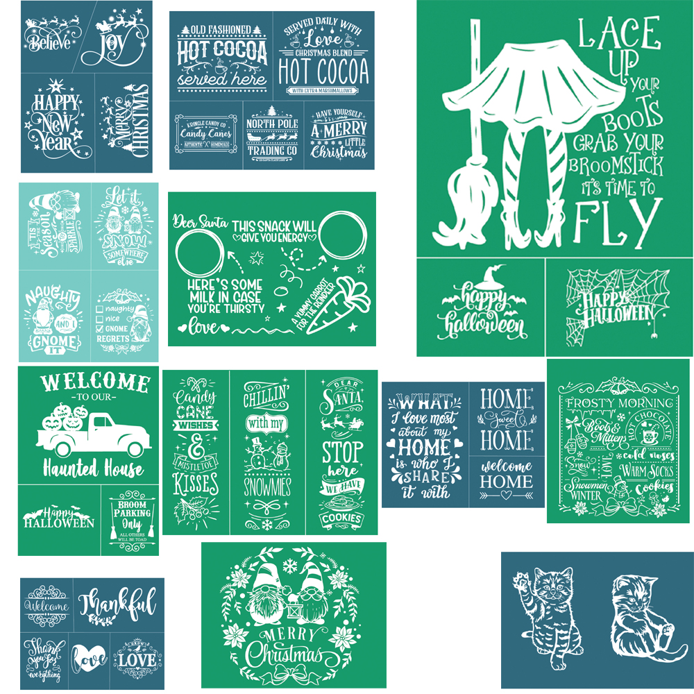 Alinacutle Kerst 8.5X11 "Herbruikbare Zelfklevende Zeefdruk Stencils Mesh Transfers Voor Woondecoratie Handgemaakte Ambachtelijke
