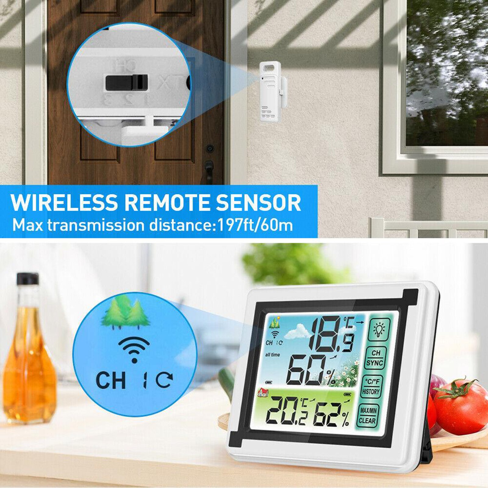 Digital Thermohygrometer Temperature Meter Humidity Monitor Weather Station