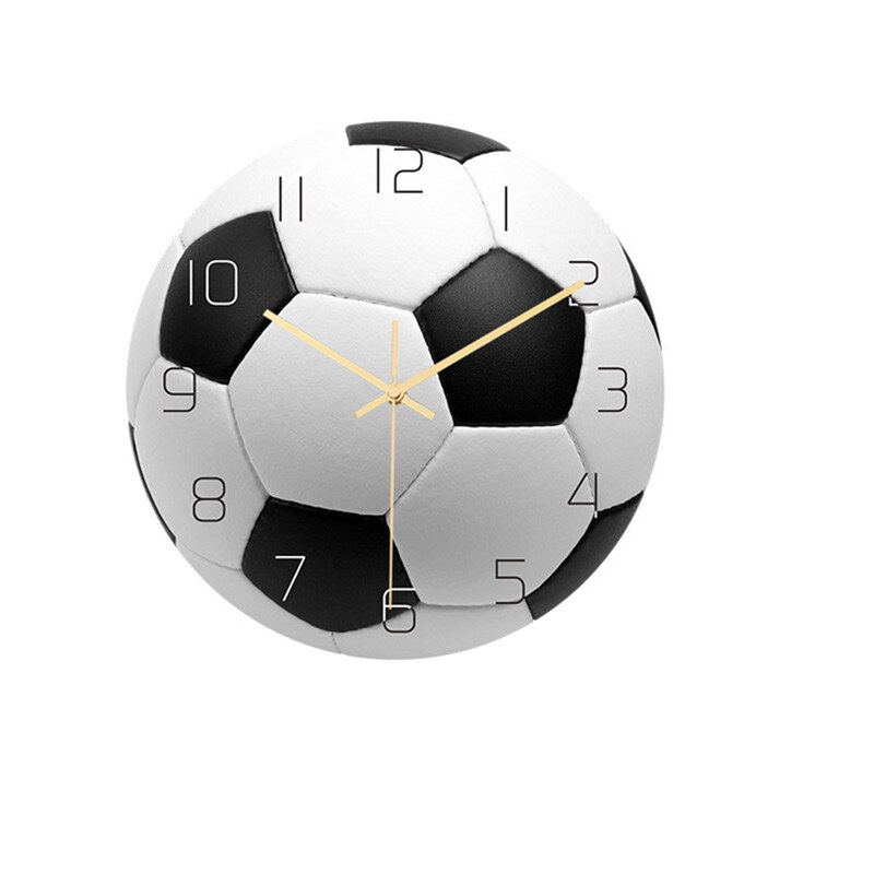 Orologio da parete da 12 pollici calcio forma di calcio appeso sveglia movimento muto stile sportivo decorazioni per la casa per gli amanti del calcio fan bambini