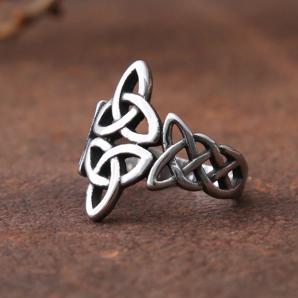 Triquetra Celtics Knot Ring Steel Color Nordic stainless steel Viking ring men and women Irish Celtic jewelry anniversary