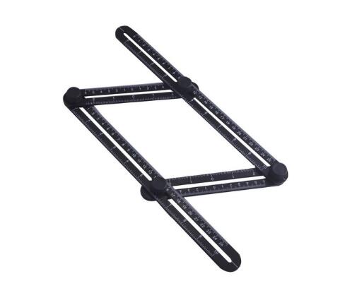 Herramienta de plantilla , regla de ángulo, transportador de medición de actividad, regla de cuatro pliegues con escala de pulgadas métricas, 1 pieza: Negro