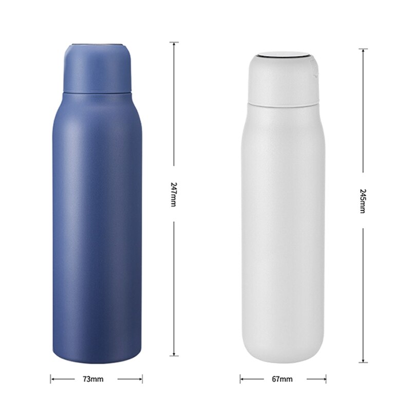 UV Self Cleaning Water Purifier Bottle Stainless Steel Vacuum Insulated Mug 420ml for Outdoor Hiking Camping Thermos E2S