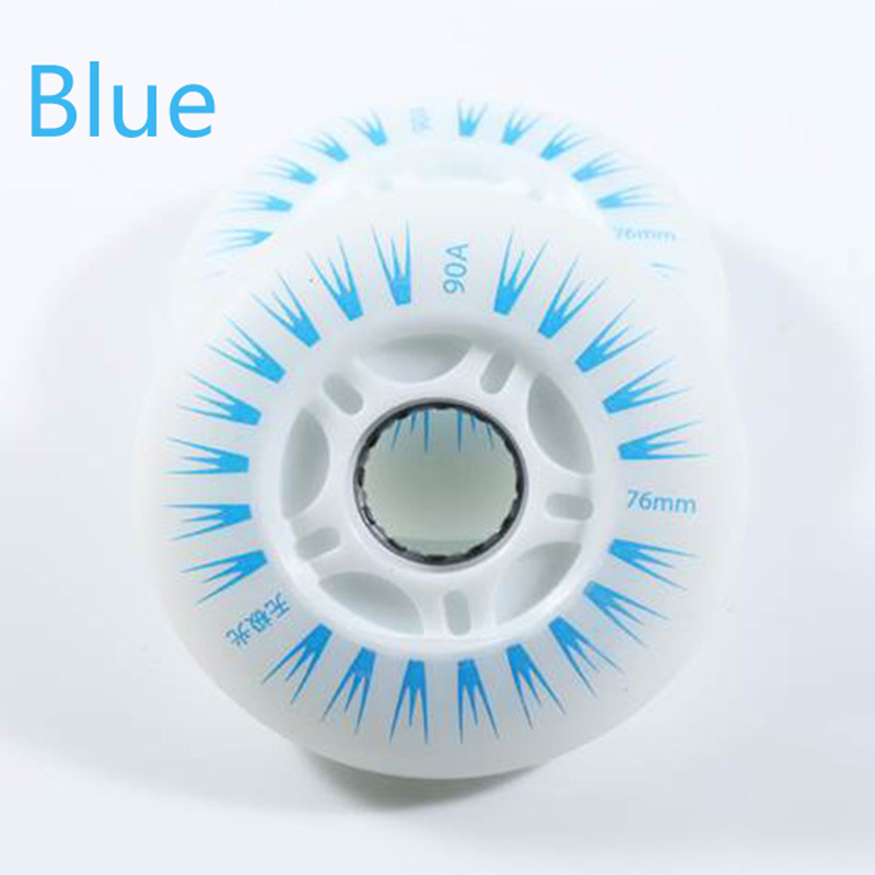 8 stk/sett aurora flash rulleskøyter lysende hjul for inline skate trening pu brems flatt blomsterhjul lysende 72mm 76mm 80mm: 8 stk blå 72mm