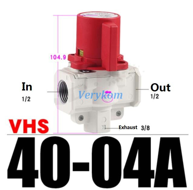 Pneumatic Residual Pressure Relief Valve VHS20-02A VHS30-03A VHS40-04A SMC Type 3 Way VHS Manual Pressure Release 1/4&quot; bsp 3/8&quot;: VHS40-04A
