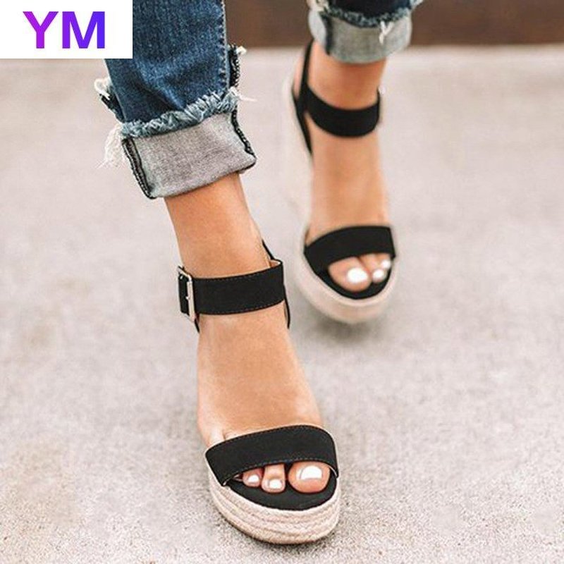 Sandalias romanas con plataforma y hebilla para mujer, cuñas, zapatos de verano,