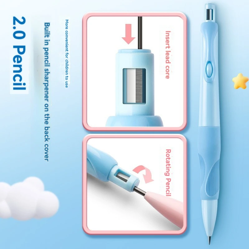 Ensemble de crayons mécaniques dauphin mignon de 2mm, crayon HB pour dessin de charpentier 2.0mm pour dessin, écriture, croquis, fournitures scolaires Kawaii