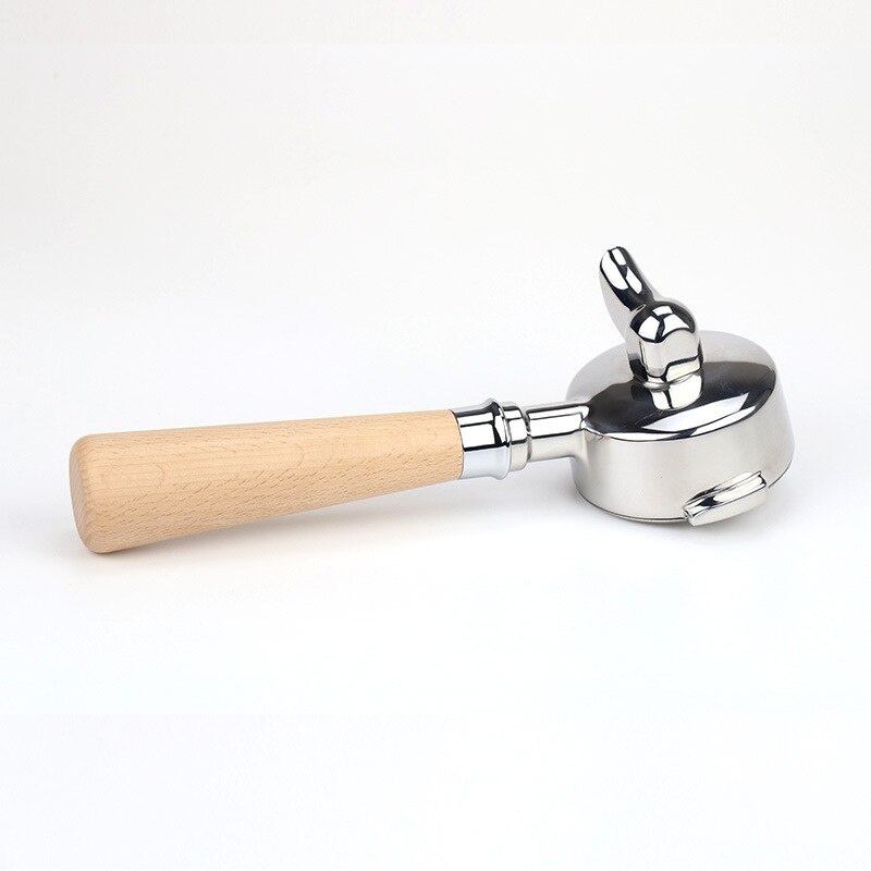 E61 bundløs portafilter 58mm enkelt to mundinger 304 rustfrit stål træhåndtag 바텀 리스 포터 필터 القاع espressomaskine tilbehør: Enkelt mund bøg