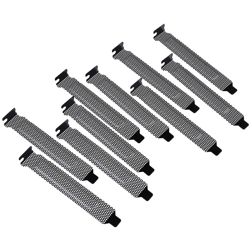 10pcs/pack Black Hard Steel Dust Filter Blanking Plate PCI Slot Cover With Screws