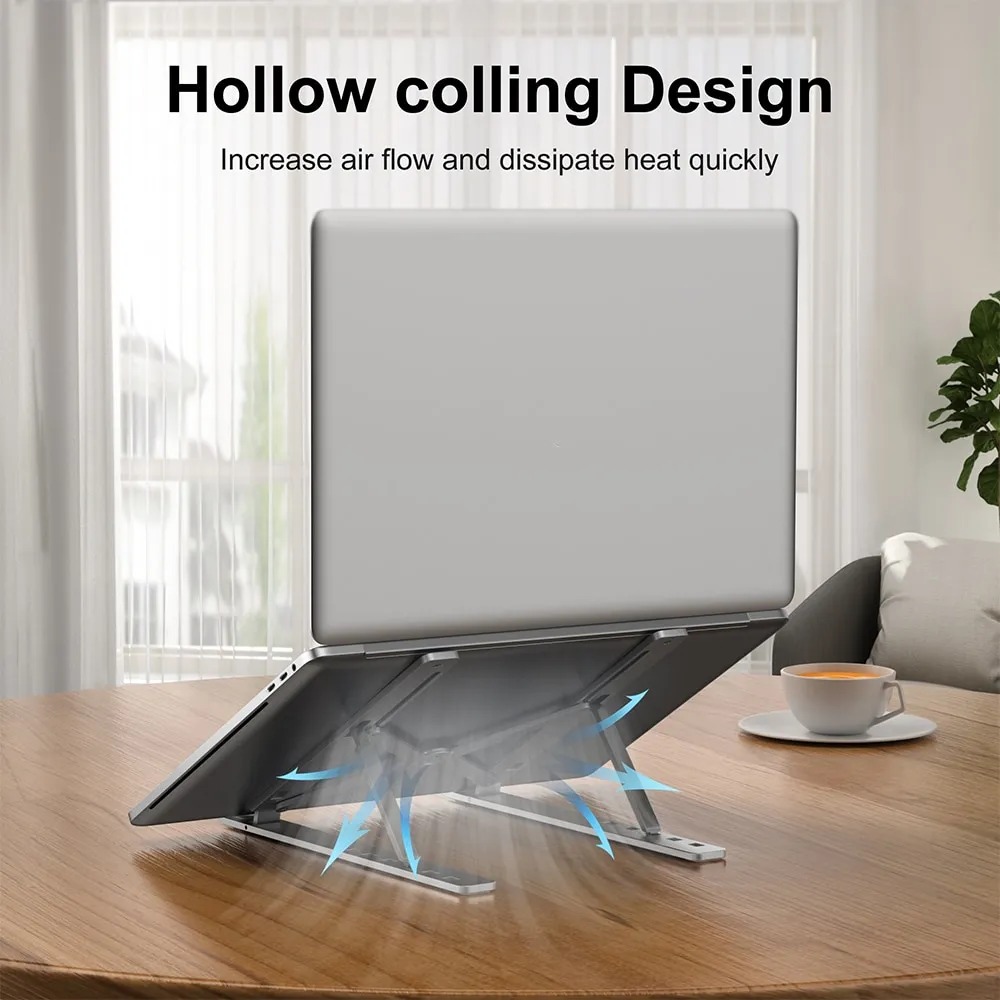 Faltbarer Laptop-Ständer, verstellbar, tragbar, Notizbuch-Halterung, Stützbasis, Halterung aus Aluminiumlegierung für MacBook, Laptop, PC-Zubehör