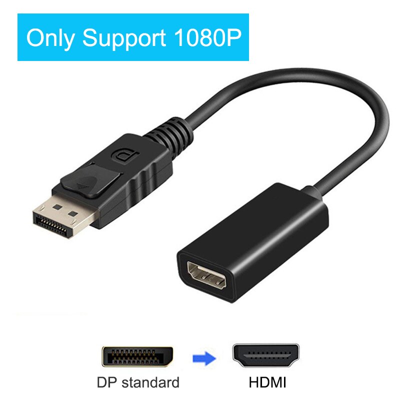 Dp till hdmi kabel 4k hane till hona pc displayport till hdmi mini projektor tv projektor monitor tv 1.4 för hp laptop: Endast stöd 1080p