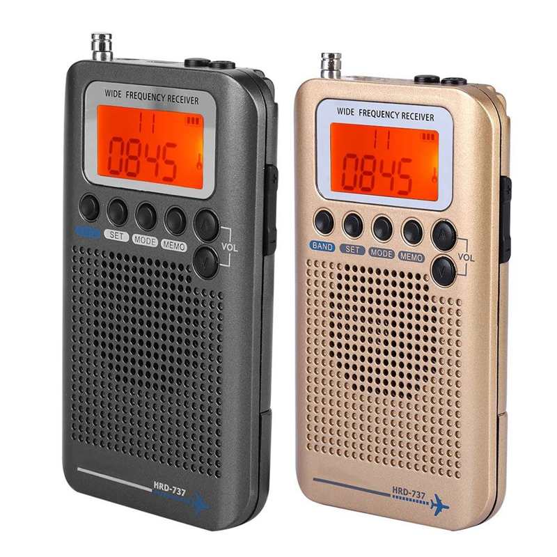 Portable Full Band Radio Aircraft Band Receiver FM/AM/SW/ CB/Air/VHF World Band with LCD Display