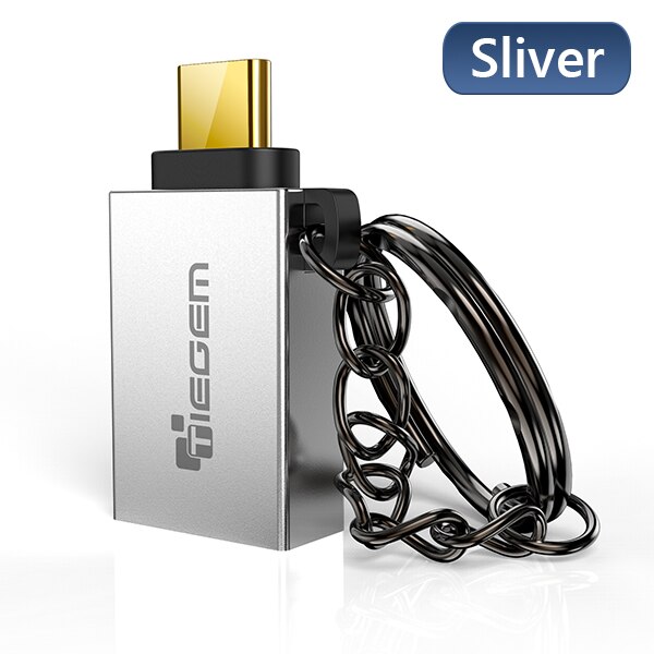 TIEGEM Type C Adapter Type-C om USB 3.0 OTG Kabel Adapter USB C Converter voor Een plus 6 T 5 Xiao mi mi 8 huawei Usb C OTG ADAPTER: Zilver