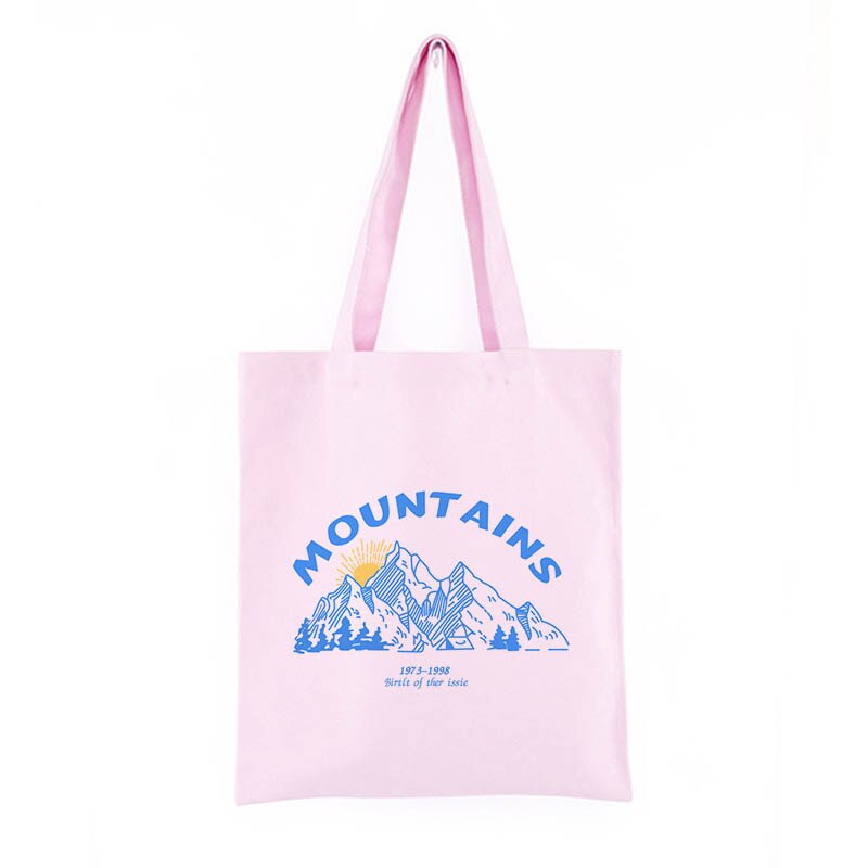 Corea Ulzzang montaña impresión de las mujeres bolso de la lona de las mujeres ocasionales bolsa de gran capacidad bandolera de dibujos animados Y2K las mujeres bolsas de compras: Fen04