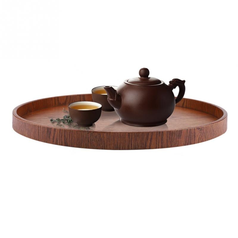 Ronde Vorm Massief Hout Thee Koffie Snack Voedsel Maaltijden 37.5 Cm Dienblad Plaat Restaurant Trays Mode Chinese Stijl theewaar