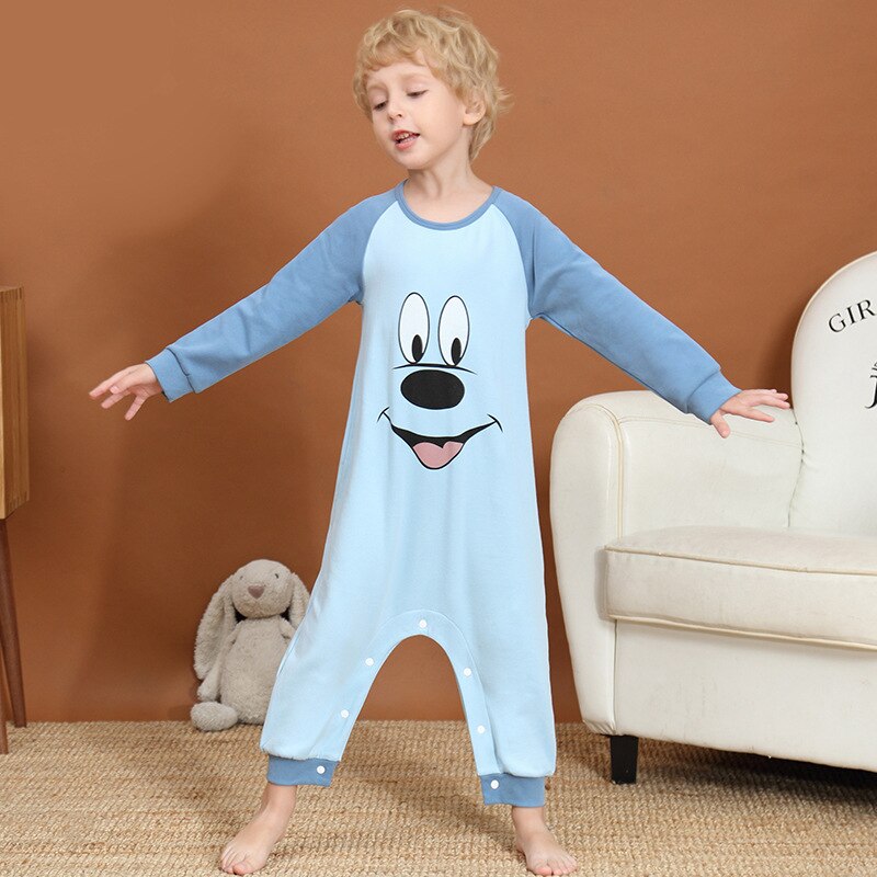 Kids Jongens Lente Deken Sleepers Cartoon Patroon Kinderen Katoen Jumpsuit Nachtkleding Jongens Herfst Pyjama: Beige / 120(110-120cm)