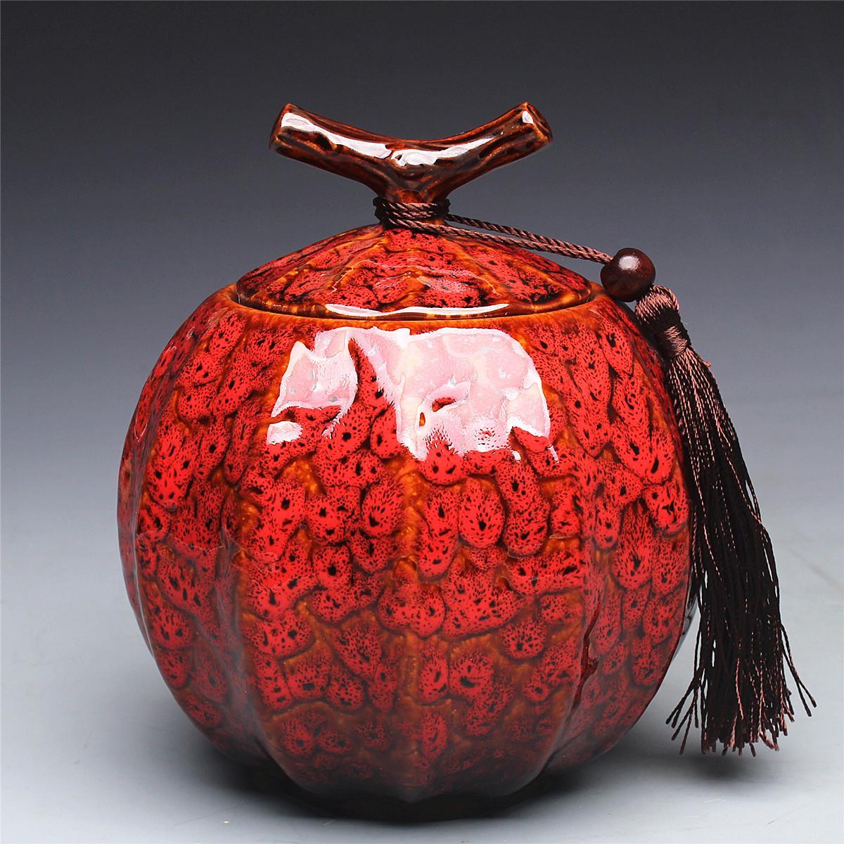 Estilo de calabaza jarra de té de cerámica de barrica de Té Negro tanque sellado tanque de almacenamiento de Puer, servicio de té 5 Color opcional venta: Rojo