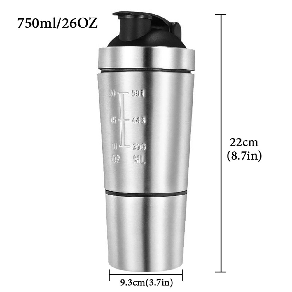 1Pc Rvs Dubbele Opslag Eiwit Shaker Fles Eiwit Shaker Fles Voor Gym Office Flessen