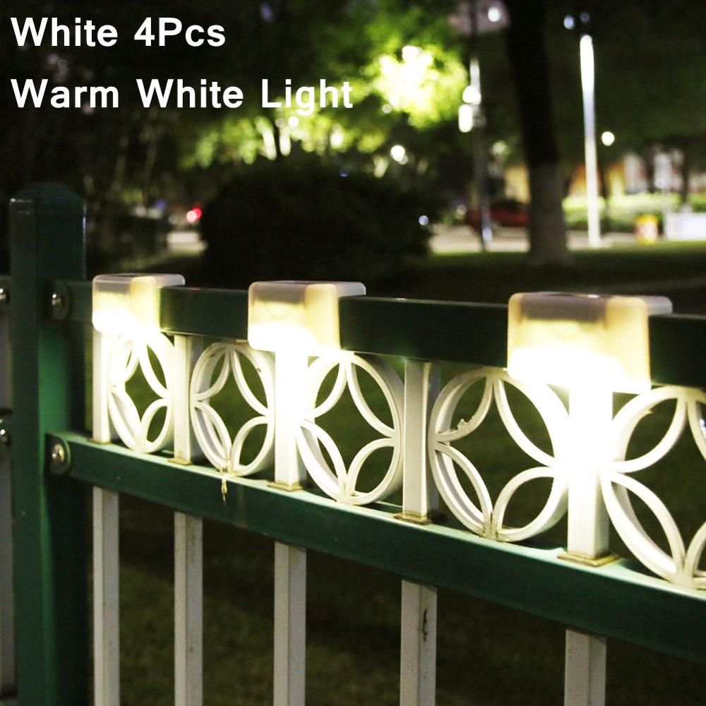 4pcs Path Stair LED Solar Lights IP65 Waterproof Outdoor Garden Yard Fence Wall Lawn Landscape Lamp Staircase Night Light: White 4 Warm White