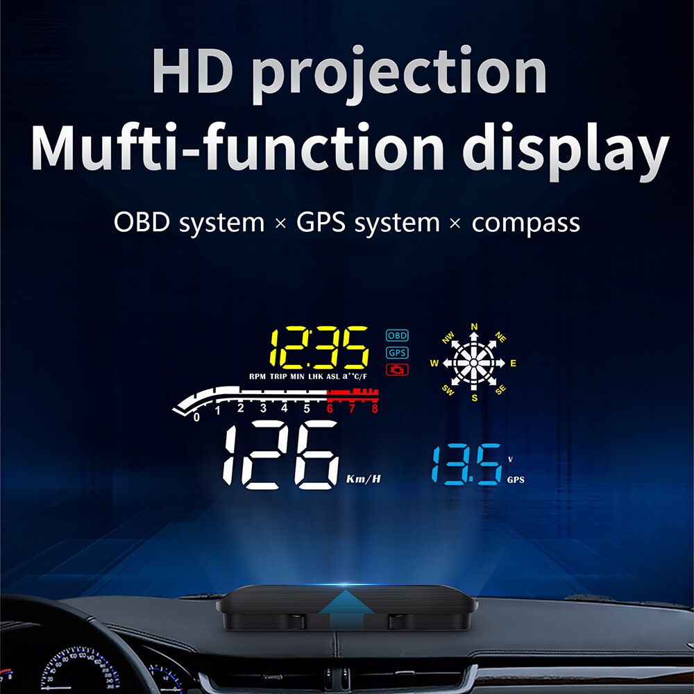 Head up diaplay HUD D1 Car Projector head-up Monitor OBD OBD2 Auto GPS Turbo digital speedometer Navigator On-board computer