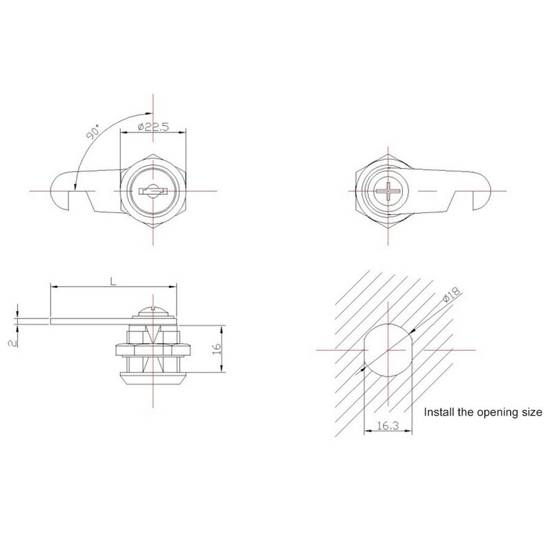 Urijk 1pcs Drawer Lock Circular Turn The Tongue Lock 7/8inch Outside Diam Drawer & Cabinet Lock Blade Rotarytongue Lock