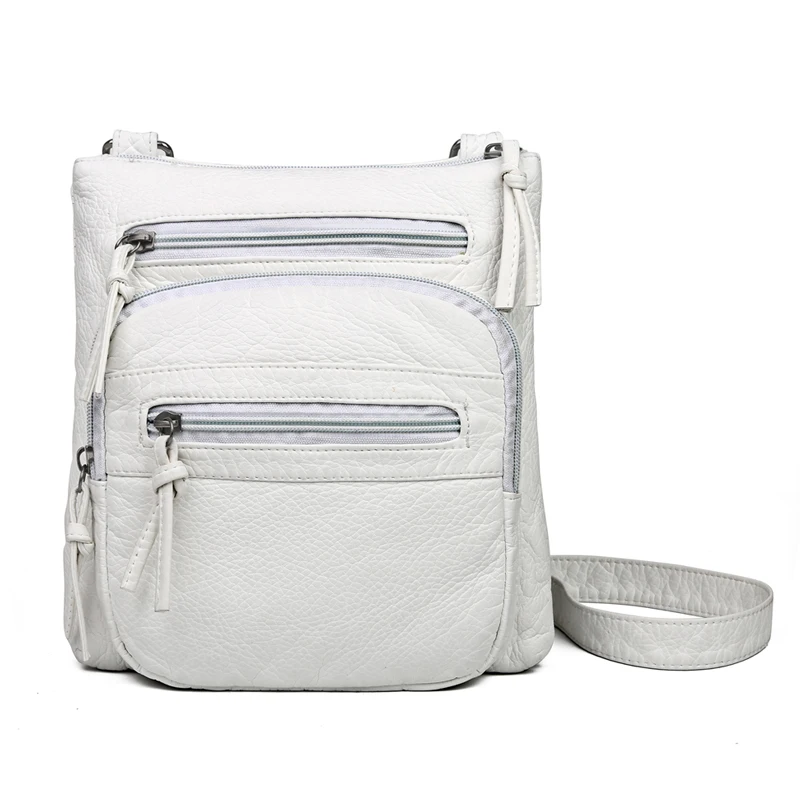 Women Bag Purses Flap Coin Purse Multi-Layer Casual Shoulder Bag PU Leather Women Luxury Shoulder Messenger Girl Crossbody Bags: WHITE