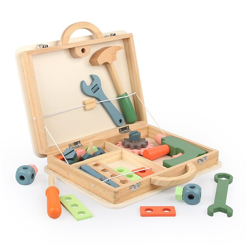 Kids Disassembly Tool Box Toy Wooden Baby Wood Repair Set Children Educational Puzzle Toy Beech Simulation Tool Box