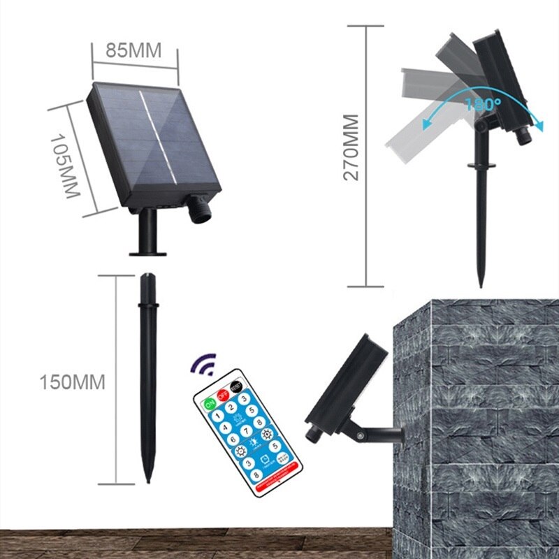 Gylbab-tiras de luces LED solares, 8 modos, Control remoto, 3 m6m12m 90, exterior, impermeable, noche, para garaje, césped y jardín