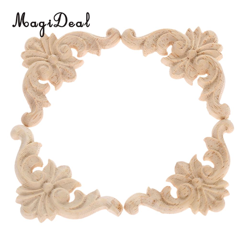 3D Hout Gesneden Hoek Onlay Meubilair Home Decoratie Kozijn Spiegel Frame Wood Craft Unpainted Applique: A