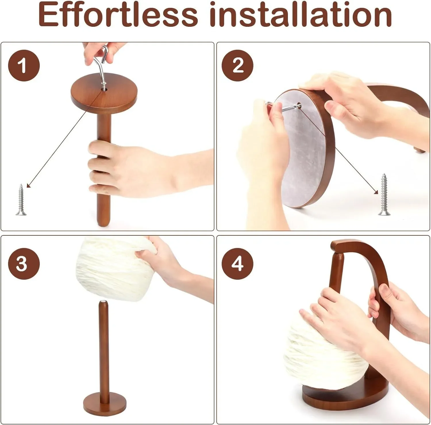 Soporte de hilo de madera, herramientas de tejer giratorias, soporte de hilo de ganchillo, carrete de hilo magnético giratorio, bobinadora de bolas de lana, Spinner de rotación