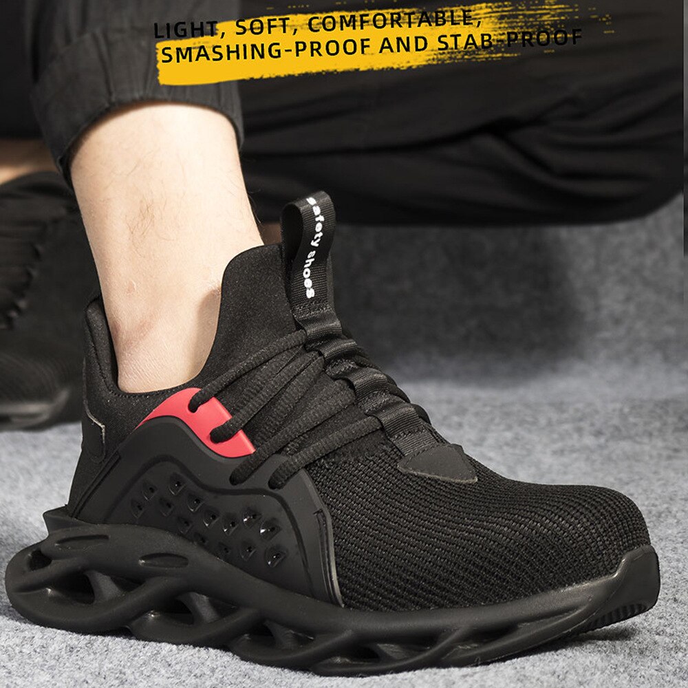 Breathable Men's Safety Shoes Boots With Steel Toe Cap Casual Men's Boots Work Indestructible Shoes Puncture-Proof Work Sneakers