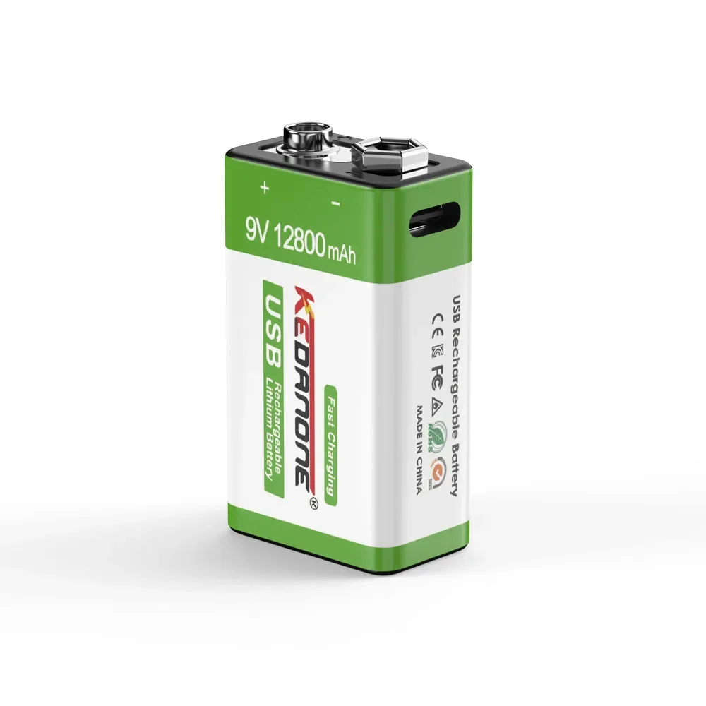 12800mAh 9V Li-ion Rechargeable Battery Micro USB Batteries 9V Lithium For Multimeter Microphone Toys Remote Control KTV: PURPLE