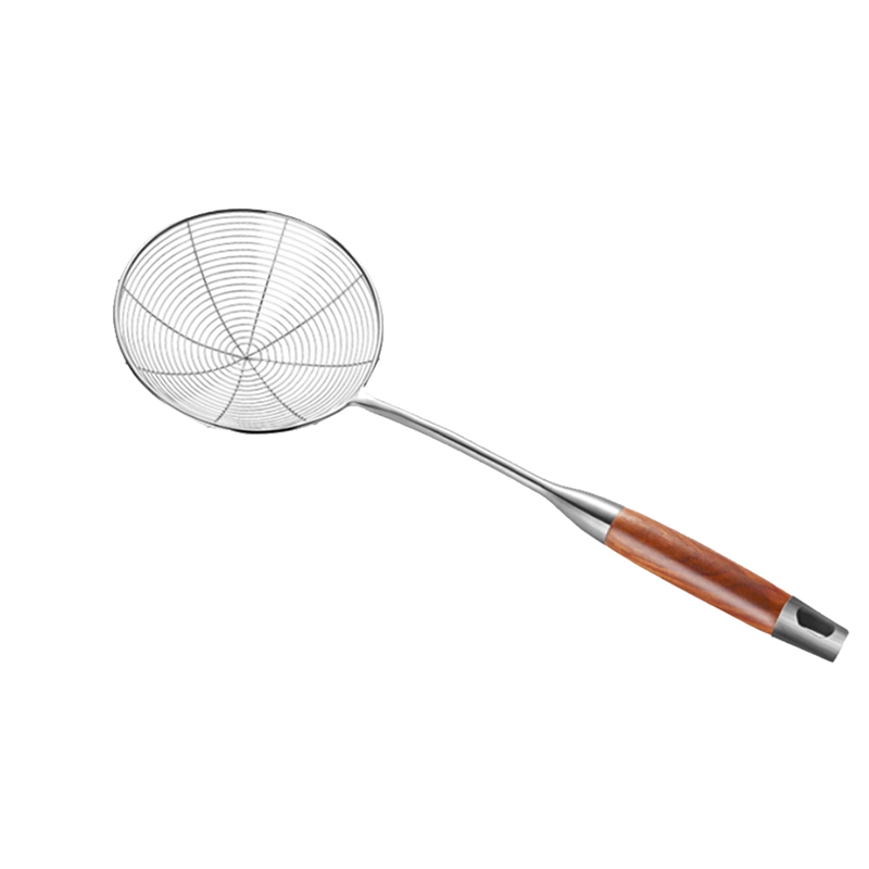 1 Pcs Stainless Steel Wooden Handle Spider Web Strainer Colander Ladle Skimmer Slotted Spoon Kitchen Cooking Tools: L
