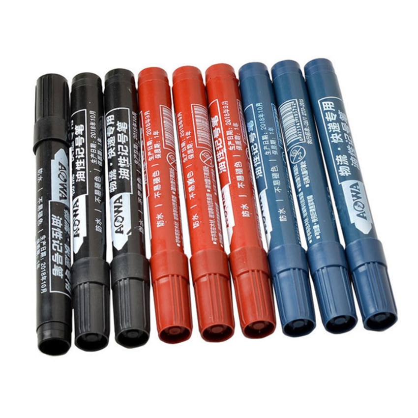 5pcs Permanent Paint Marker Pen Oily Waterproof Black Pen for Tyre Markers Quick Drying Signature Pen Stationery Supplies