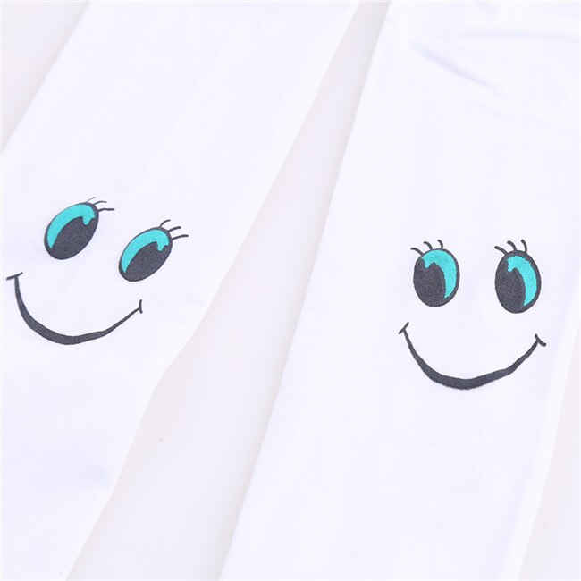 Collants d&#39;automne à motif Smiley pour filles de 3 à 8 ans, pantalons imprimés Smiley, 11 couleurs, 904970: White
