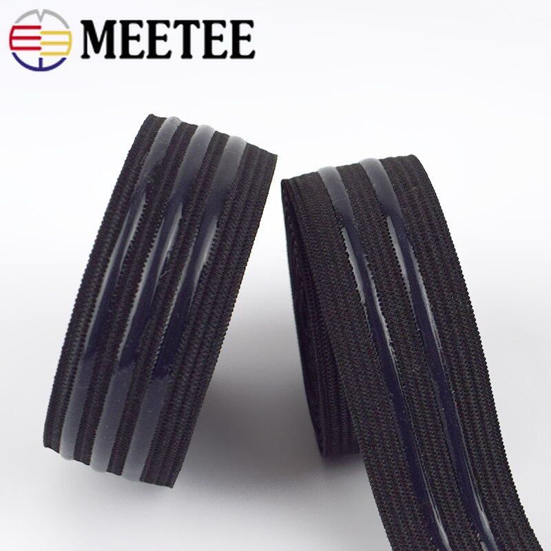 Meetee 5/10M 25Mm Antislip Elastische Bands Silicagel Streep Sportkleding Broek Lente Riem Diy kledingstuk Naaien Accessoires Materiaal