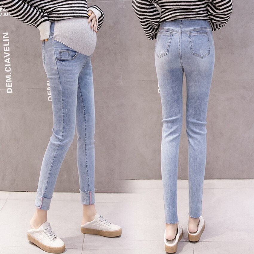 Mutterschaft Denim hosen frühling und herbst schwangere frauen Denim hosen geerntete Schlauch füße hosen lässig mutterschaft tragen