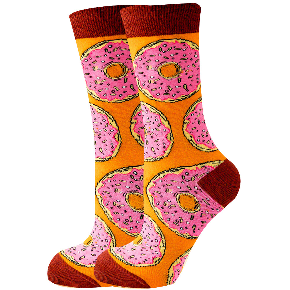 1 par de calcetines de flores para Mujer, fresa, sandía, fruta, Chaussette, Animal, estilo Harajuku, Calcitinas felices de algodón para Mujer